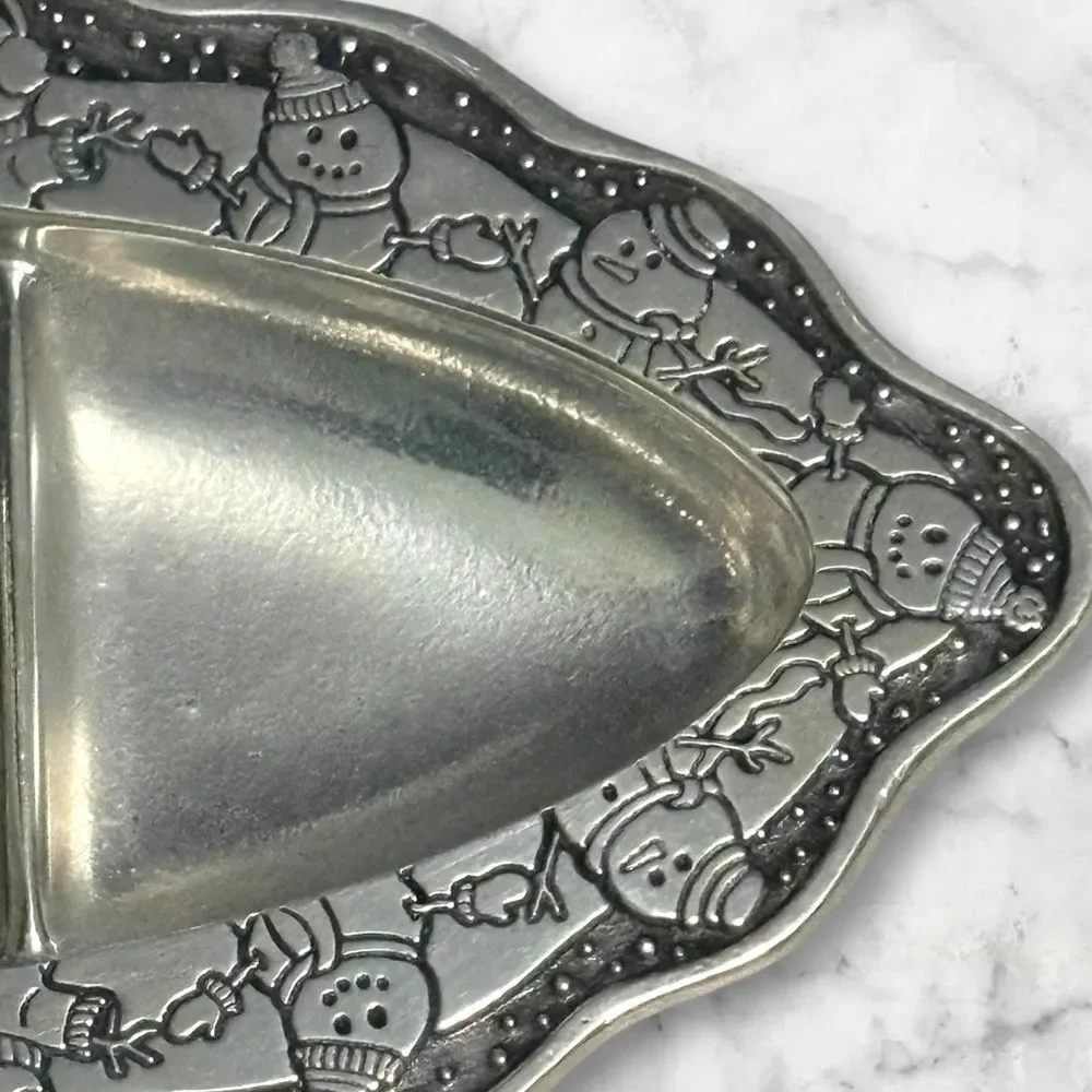 Classic Wilton Armetale Pewter Snowman Serving Platter Tray Dish Holiday Winter